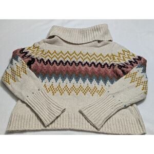 Loft Fair Isle Turtleneck Sweater Size Small‎ Chunky Boho